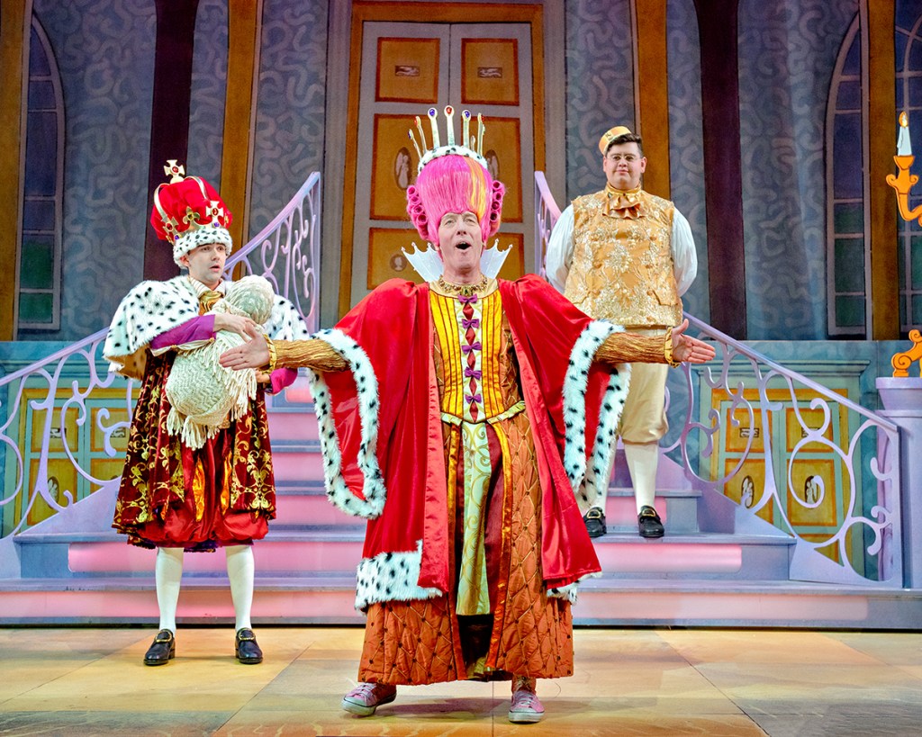 Jack Lansbury, Martin Barrass &amp; Howie Michaels in Sleeping Beauty at York Theatre Royal. Photo Robling Photography