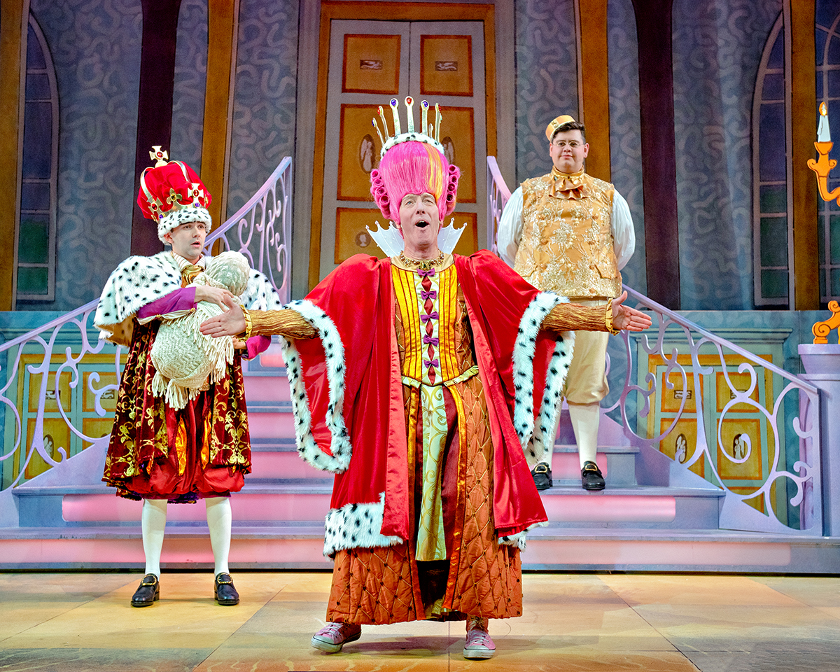 Jack Lansbury, Martin Barrass &amp; Howie Michaels in Sleeping Beauty at York Theatre Royal. Photo Robling Photography